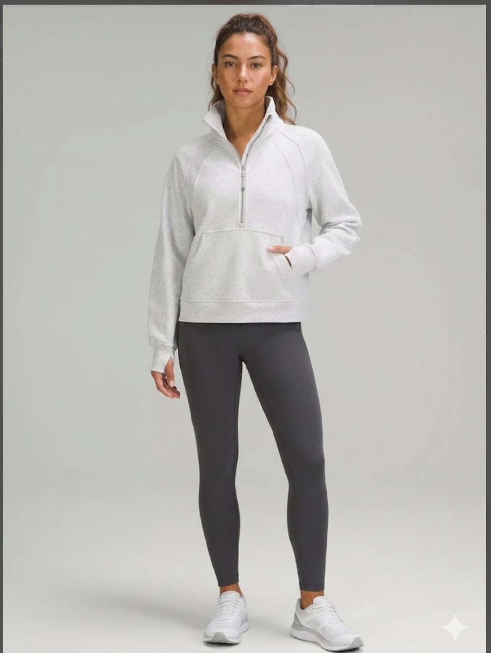DANSKIN HALF ZIP SWEATSHIRT MEDIUM LIGHT GREY ATHLEISURE PULLOVER ACTIVEWEAR